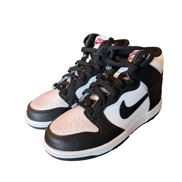 Nike Dunk High Black/White Panda Dunks Kids Size 2Y NEW - Picture 6 of 10